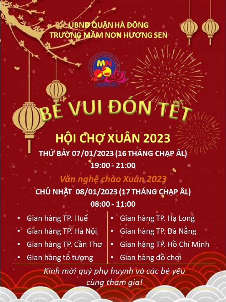 Bé vui đón tết - Hội chợ Xuân 2023 của trường Mầm non Hương Sen